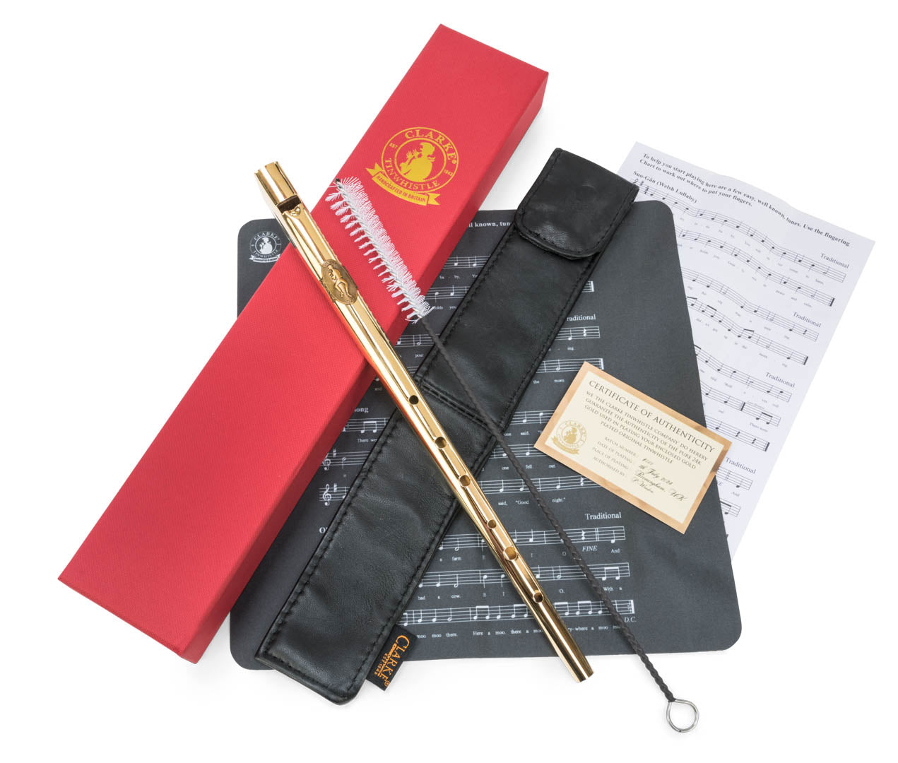 RECALIBRATED Clarke GOLD Plated Original D whistle Gift Set
